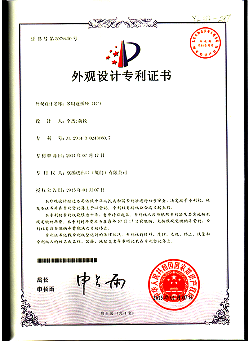 Eurapra design patent certificate 5